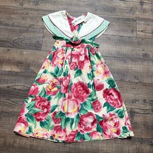 Vintage Deadstock Dillar's Rare Editions Dress with Pink Collar80 90 Girl's 6